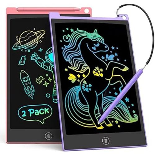 TECJOE 2 Pack LCD Writing Tablet, 8.5 Inch Colorful Doodle Board Drawing Tablet for Kids, Kids Travel Games Activity Learning Toys Birthday Gifts for 3 4 5 6 Year Old Boys and Girls Toddlers