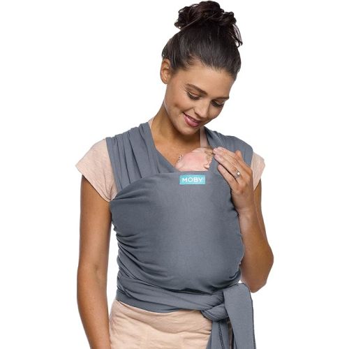 Moby Baby Wrap Carrier Classic for Newborns to Toddlers (8-33lbs), Infant Sling Carrier, Lightweight & Hands Free Design, Adjustable for All Body Types (Flint)