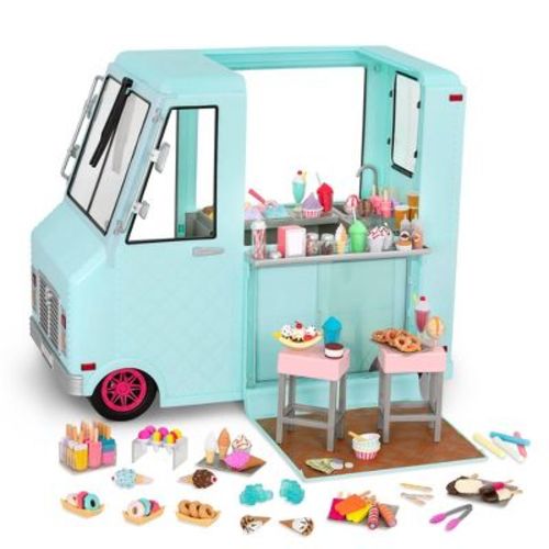 Our Generation Sweet Stop Ice Cream Truck With Electronics For 18" Dolls - Light Blue