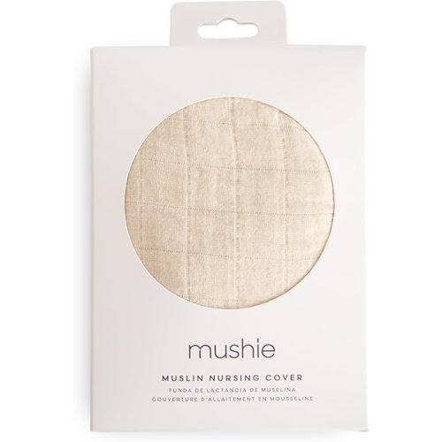 mushie Nursing Cover (Fog) | 100% Breathable Organic Cotton | Breastfeeding Privacy