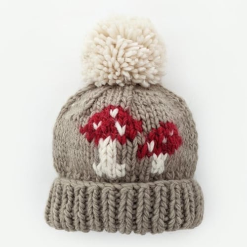 Mushroom Knit Pom Hat