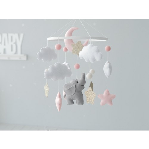 Baby mobile, Elephant mobile, Baby crib mobile, Baby mobile girl, Cloud mobile, Nursery mobile, Crib mobile, Elephant nursery, Cot mobile