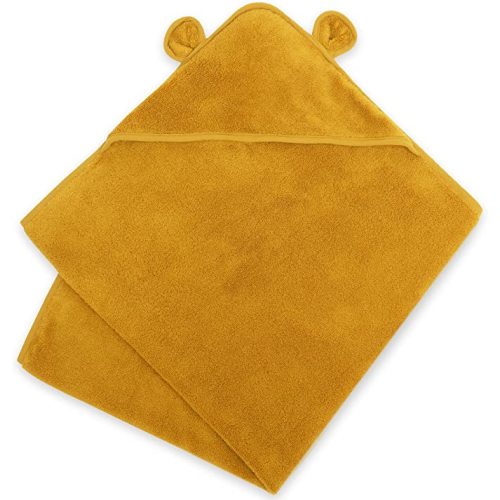 Natemia Organic Hooded Baby Towel – Ultra Soft and Absorbent Cloud Touch Cotton Hooded Bath Towels for Babies, Toddlers in Ochre