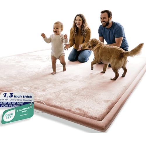 AEOCOO 60x80 Thick Baby Play Mat for Floor, 1.3" Memory Foam Infant Tummy Time Mat, Extra Large Soft Nursery Rug for Babies & Toddlers, Anti-Slip Cushioned Crawling Rug for Living Room, Grey