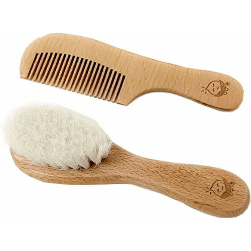 green sprouts Baby Brush & Comb Set | Gently grooms baby's hair | Made of natural wood and bristles