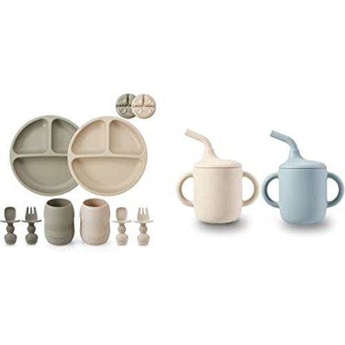PandaEar Silicone Baby Feeding Set & 2 Pack 100% Tiny Silicone Drinking Training Cup