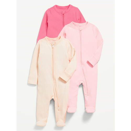 3-6M 2-Way-Zip Sleep & Play Footed One-Piece 3-Pack for Baby