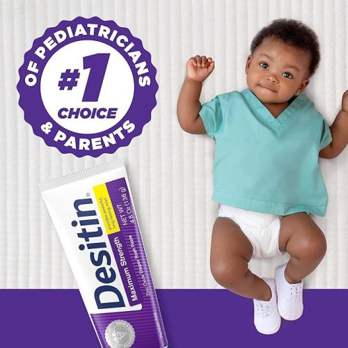 Desitin Maximum Strength Baby Diaper Rash Cream with 40% Zinc Oxide for Treatment, Relief & Prevention, Hypoallergenic, Phthalate- & Paraben-Free Paste, 4.8 oz