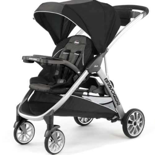 Chicco BravoFor2 Standing/Sitting Double Stroller - Iron | Black/Grey