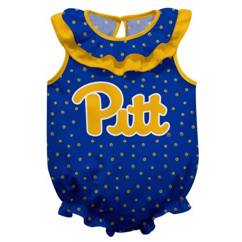 Pitt Panthers Girls Infant Sleeveless Swirls Ruffle Bodysuit - Royal
