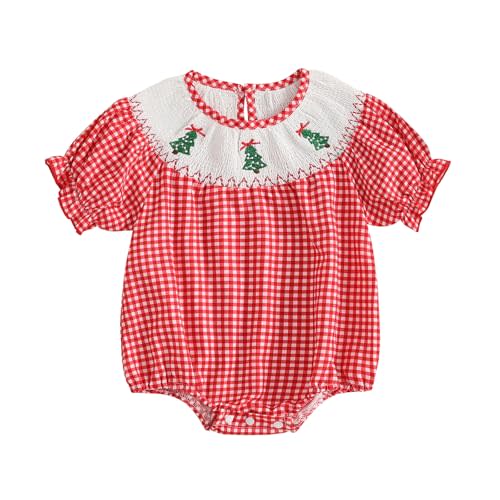 Ayalinggo Newborn Baby Girl Smocked Pumpkin Outfit Infant Plaid Bubble Romper Embroidery Halloween Thanksgiving Fall Clothes