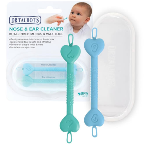 Dr. Talbot’s Baby Safe Nose and Ear Cleaner Set with Hygienic Travel Case, Gentle Dual-Ended Easy Mucus and Wax Remover Tool, 2 Pack, Neutral Colors
