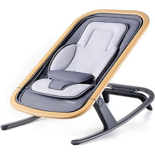 LAREX Baby Bouncer, Portable Bouncer Seat Baby Rocker Chair Infant Bouncy Seat with 3 Point Harness, Infant 2 in 1 Rocker, 0-6 Months up to 20 lbs
