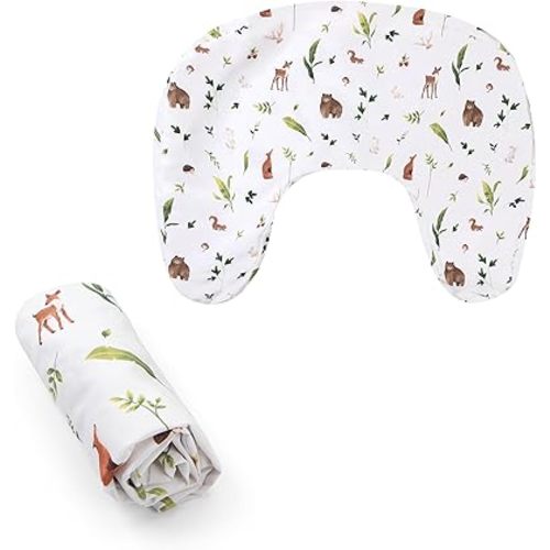 Boppy Nursing Pillow Cover, Neutral Plants and Animals, Single Cover, Easy-On Slipcover with Extra Soft 100% Polyester Microfiber Fabric for The Redesigned Nursing Pillow