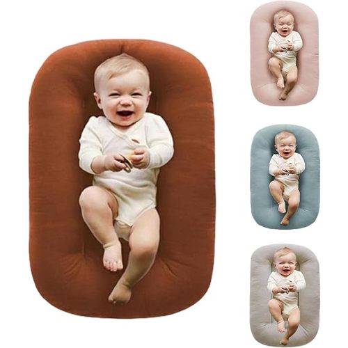 Baby Lounger Pillow, Baby Lounger Nest for Newborn, Infant Lounger, Soft Breathable Lounger for Boys&Girls (Caramel)