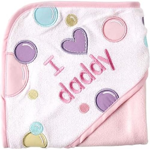 Luvable Friends Unisex Baby Hooded Towel, Pink Dad, One Size