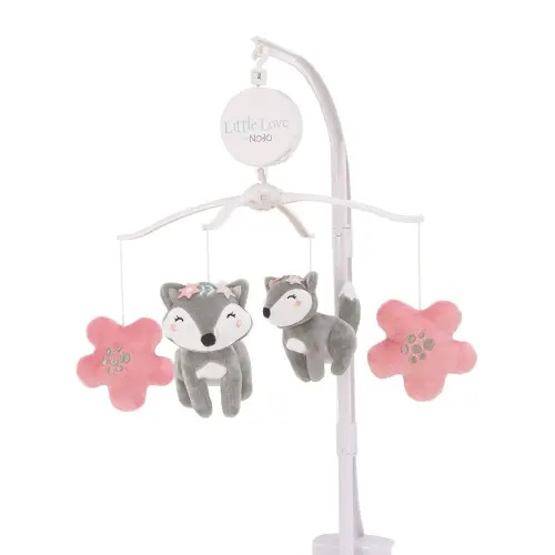 NoJo Little Love Desert Flower - Fox and Flowers Pink and Grey Musical Mobile