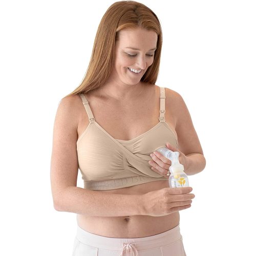 Kindred Bravely Sublime Hands Free Pumping Bra | Patented All-in-One Pumping & Nursing Bra with EasyClip - Regular - Large - Beige