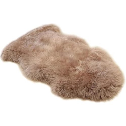 Woolous Brown Sheepskin Rug, New Zealand Large Genuine Natural Lambskin Fur Fluffy Area Real Sheep Skin Throw Rug for Bedroom Living Room(Single Pelt 2x3ft,Brown)