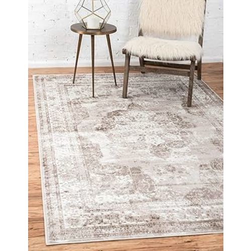 Unique Loom Sofia Collection Area Rug - Salle Garnier (5' 3" x 8' Rectangle, Beige/ Ivory)