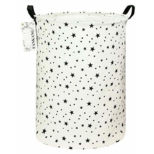 FANKANG Storage Basket, Nursery Hamper Canvas Laundry Basket Foldable with Waterproof PE Coating Large Storage Baskets for Kids Boys and Girls, Office, Bedroom, Clothes,Toys(Star)