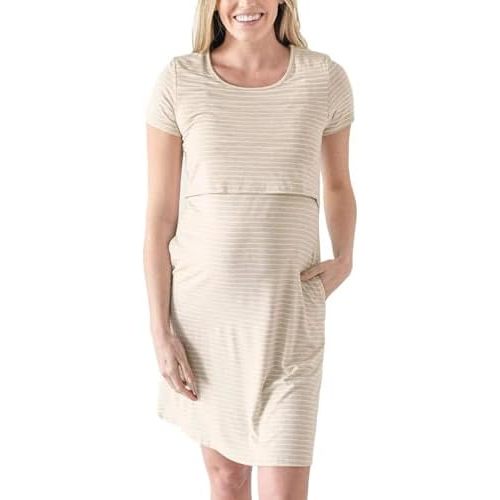 Kindred Bravely Eleanora Ultra Soft Maternity Nursing Dress | Short Sleeve Breastfeeding Dress with Pockets