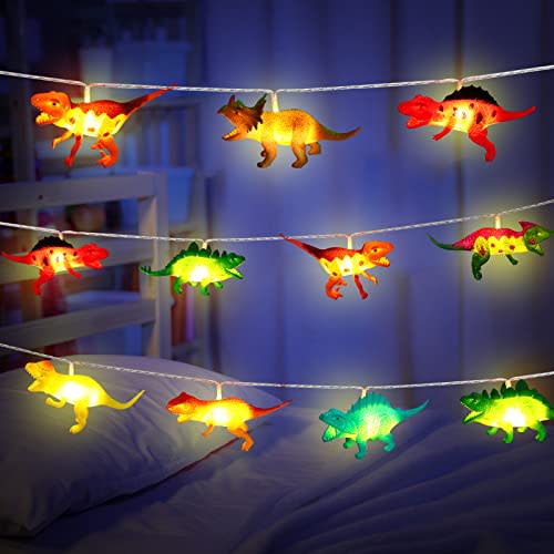 Riakrum LED Dinosaur String Lights Battery Operated Realistic Looking Dinosaur Lights String Dino Lights for Boys Bedroom Decor Tent Garden Patio Decoration(16.4 Ft)