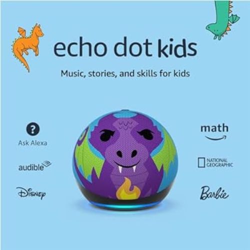 Echo Dot (5th Gen, 2022 release) Kids | Designed for kids, with parental controls | Dragon