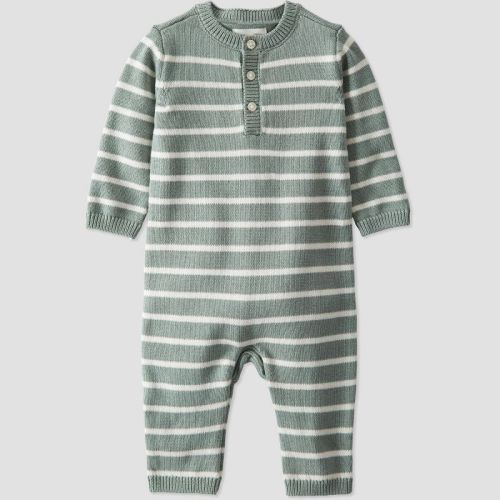 Little Planet By Carter's Organic️ Baby Striped Sweater Knit Romper - Green