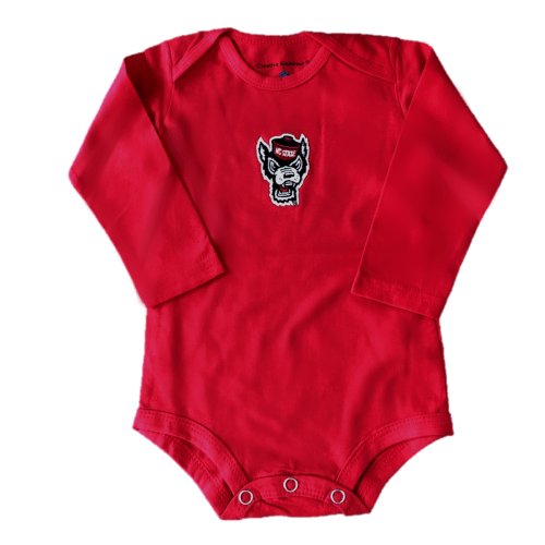 NC State Wolfpack Infant Red Wolfhead Long Sleeve Onesie – Red and White Shop