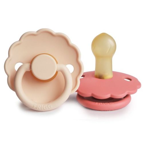 FRIGG Daisy Natural Rubber Pacifier 2-Pack Pink Cream/Poppy 0-6 months