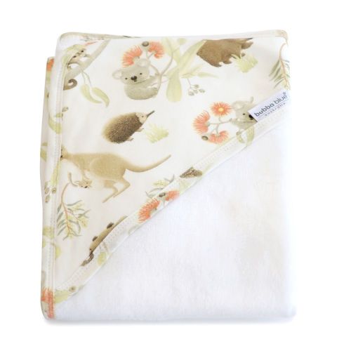 Bubba Blue Hooded Towel Aussie Animals Oatmeal