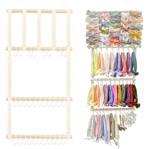 POVETIRE Headband Holder Hair Bows Organizer for Girls, Baby Headbands Hair Accessories Organizer Storage Wall Hanging Decor for Toddler Girls Room