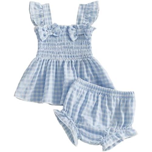 Mubineo Baby Girl Summer Clothes Cute Ruffle Tunic Dress Tops Shorts Outfits Square Neck Blouse Shirt Princess Outfit