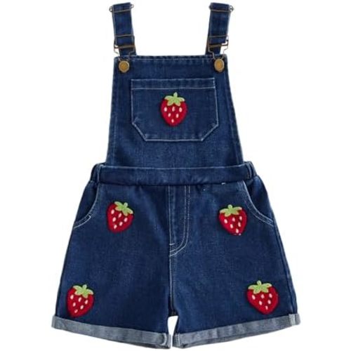 Ayalinggo Toddler Baby Girl Overalls Jeans Shorts Strawberry Suspender Romper Jumpsuit Cute Summer Clothes Outfit Clothing