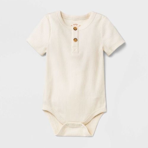 Baby Boys' Rib Henley Bodysuit - Cat & Jack™ Off-White