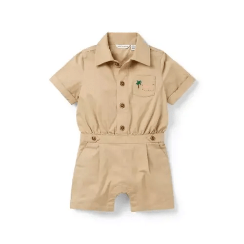 Baby Washed Khaki The Safari Twill Baby Romper by Janie and Jack