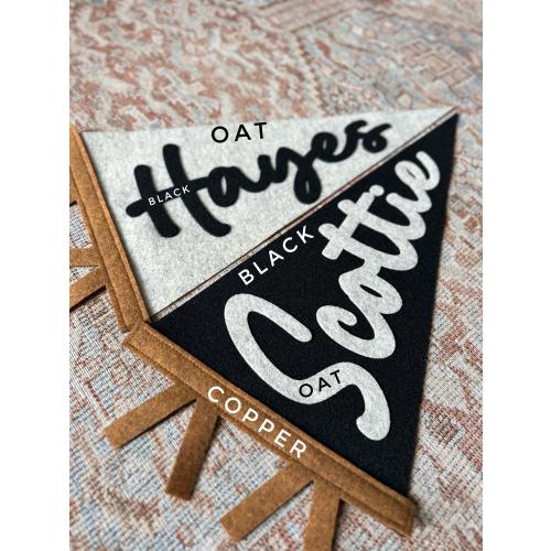 Custom name pennant, personalized baby gift, neutral nursery decor, personalized baby boy girl name flag, felt pennant
