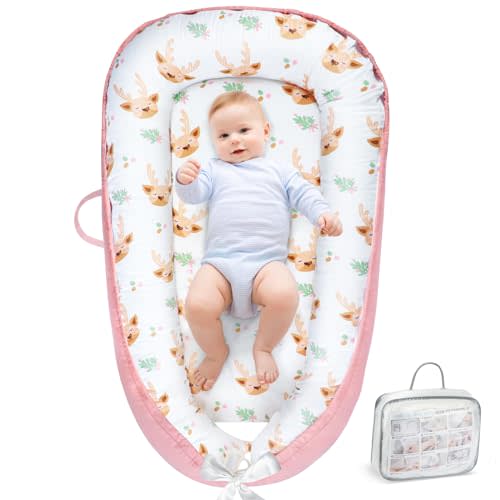 URMYWO Baby Lounger - Baby Lounger for Newborn, Breathable & Soft Baby Nest Cover Co Sleeper for Baby 0-24 Months, Babies Essentials Gifts, Portable Infant Lounger Baby Floor Seat for Home and Travel