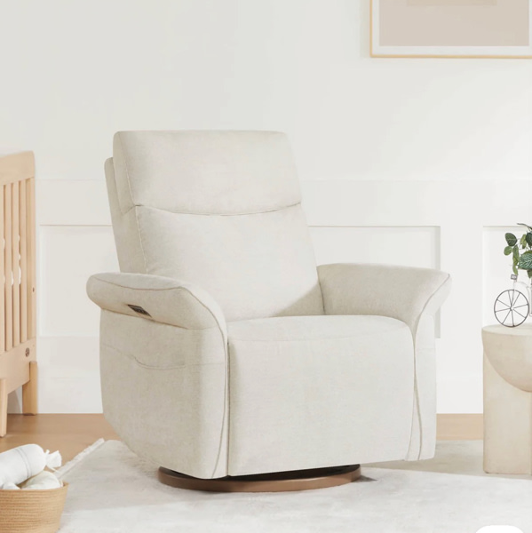 Vinca Modern Power Swivel Glider Recliner with Power Lumbar & Headrest