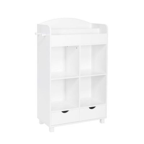 RiverRidge Kids' Book Nook Cubby Toy Storage Cabinet with Bookshelf, Drawers, and Hooks White