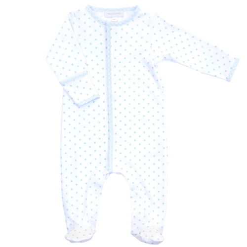 Gingham Dots Footie in Light Blue - Size: 6m