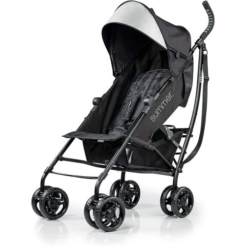 Summer Infant 3Dlite Convenience Stroller, Jet Blue - Lightweight Stroller with Aluminum Frame, Large Seat Area, 4 Position Recline, Extra Large Storage Basket - Infant Stroller for Travel and More