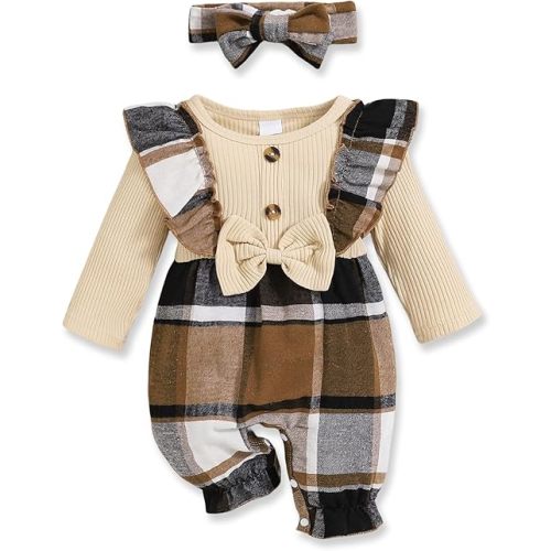 Newborn Baby Girl Clothes Infant One-Piece Romper+Jumpsuit+Bodysuit+Headband Fall Winter Outfits New Born Set