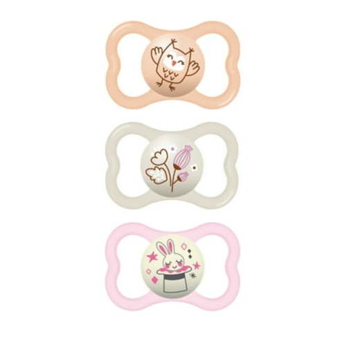 MAM Air Day & Night Pacifiers (3 pack), MAM Sensitive Skin Pacifier 6+ Months, Glow in the Dark Pacifier, Best Pacifier for Breastfed Babies, Baby Girl Pacifiers