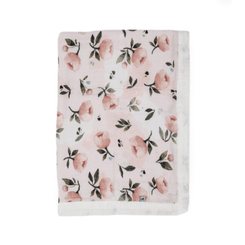 Organic Cotton Muslin Baby Quilt - Watercolor Floret 2