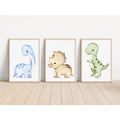Dinosaur Wall Art Prints Dinosaur Baby Nursery Decor Set of 3 Watercolor Dinosaur Art Prints Dinosaur Nursery Art Dinosaur for Kid Room
