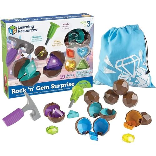Learning Resources Rock 'n Gem Surprise, Sorting, Matching & Counting Skills Activity Set, Early STEM, 19 Pieces, Ages 3+