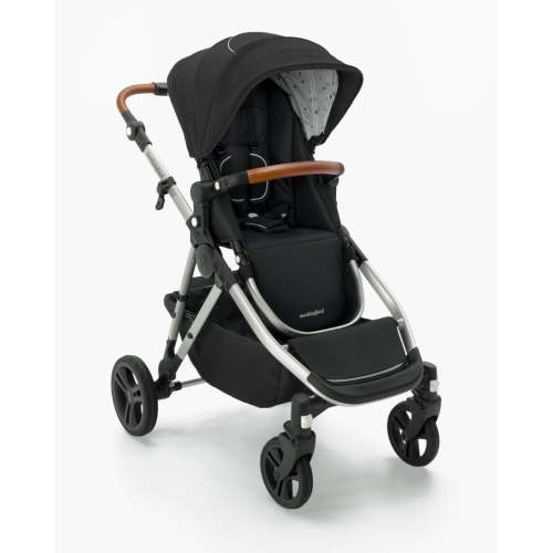 Mockingbird Single-to-Double Stroller 2.0 | Black, Watercolor Drops, Silver with Penny Leather