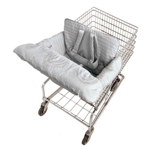 Shopping Cart and Highchair Cover for Baby - Universal Fit Cart Cover - Gray Ticking Stripe